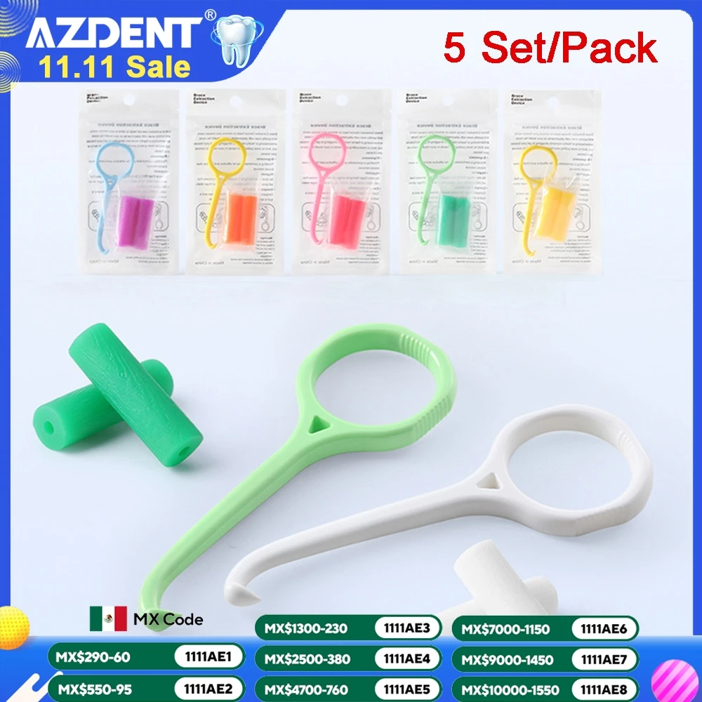 

5 комплектов AZDENT стоматологического ортодонтического выравнивателя и ортодонтических сидений, набор прозрачных зубов, пластиковый крючок для выравнивания полости рта, силиконовая палочка