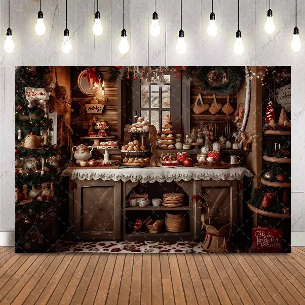 Photography Backdrop Christmas Kitchen Cookie Background for Photo Studio Newborn Kids Portrait Photo Backdorp Banner