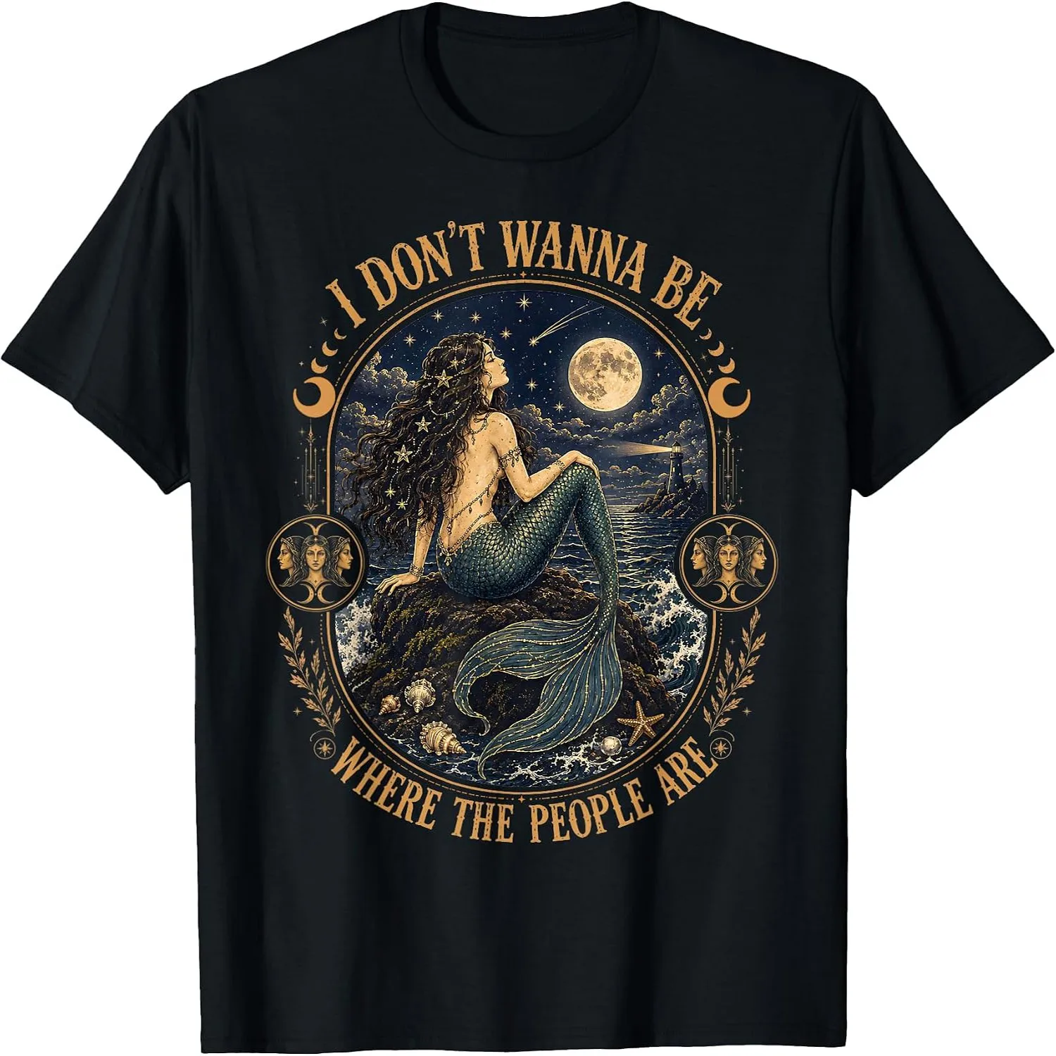I Don't Wanna Be Where The People are Gothic Mermaid T-Shirt