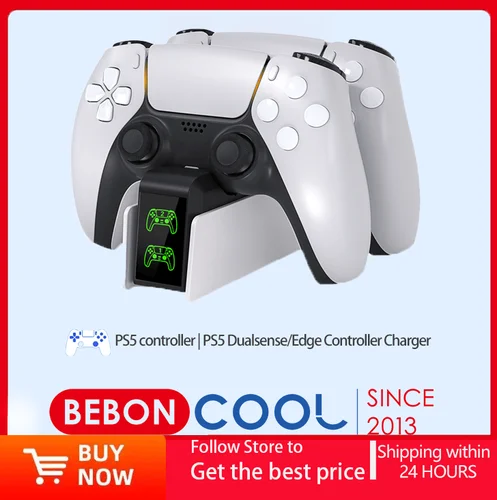 Imagen 1 del producto Para cargador de controlador PS5, estación de carga DualSense, soporte de cargador de base de carga Dual para controlador de juego inalámbrico PlayStation5