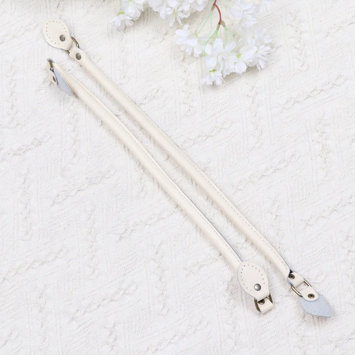 Cowhide Handbag Handles 50cm – Thick Tote Bag Replacement Straps for Women, White & Beige Fashion Pouch Strap
