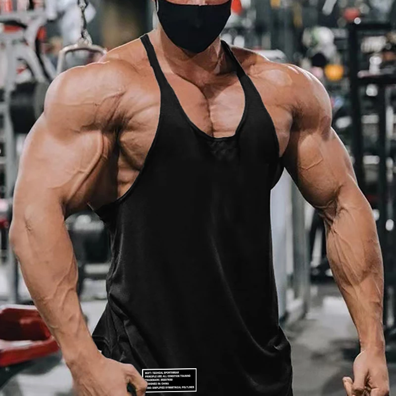 Gym Bodybuilding Fitness Sport Y-back Tank Tops Summer Cotton Breathable Sleeveless T-shirts Mens Casual Workout Muscle Clothing