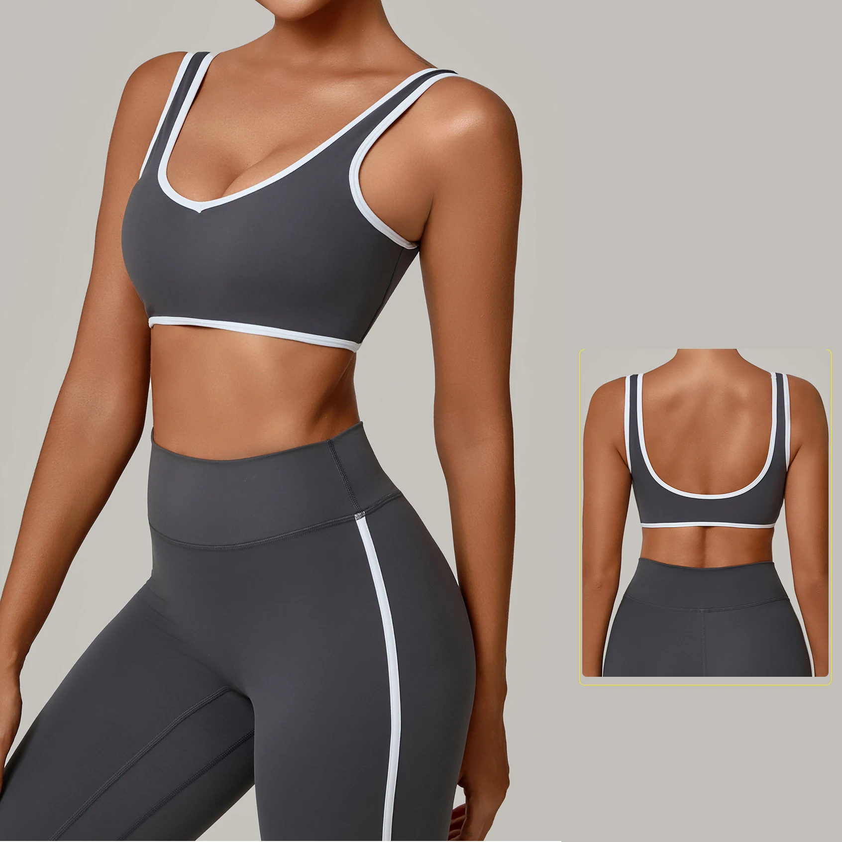 

VEQSKING Women's Contrasting Wide Shoulder Sports Bra, High-strength Shock-absorbing Gathering Breathable Quick Drying Yoga Bra