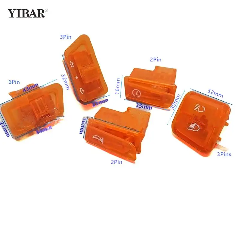 

5PCS Motorcycle Start Switch Horn Light Turn Signal High Low Beam Button Switch Connecters for Scooter ATV Moped Accessories