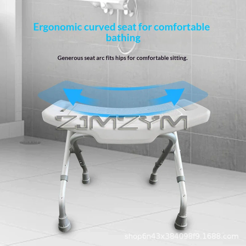 Elderly Folding Bath Chair Pregnant Women Shower Bench Bathroom Adjusting Waterproof Non-slip Aluminum Alloy Bath Stool