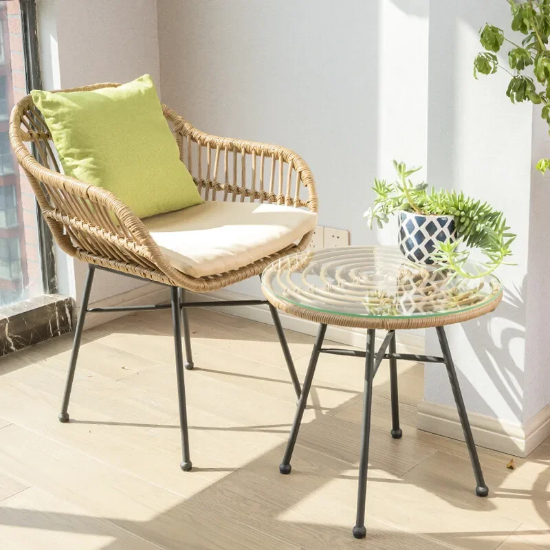 Outdoor Table Rattan Chairs Outdoor Furniture Outdoor Balconies Nordic Leisure  Table and Chair Garden Rattan Furniture