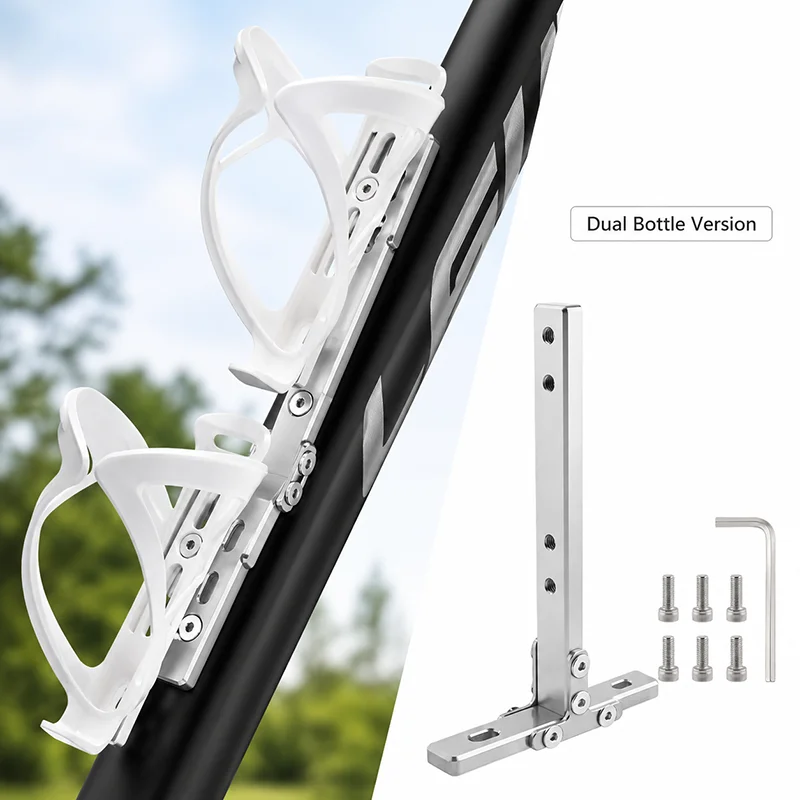 Adjustable Bicycle Bottle Cage Adapter Aluminum Alloy Single Dual Water Bottle Mount Extension Bracket for MTB Road Bike