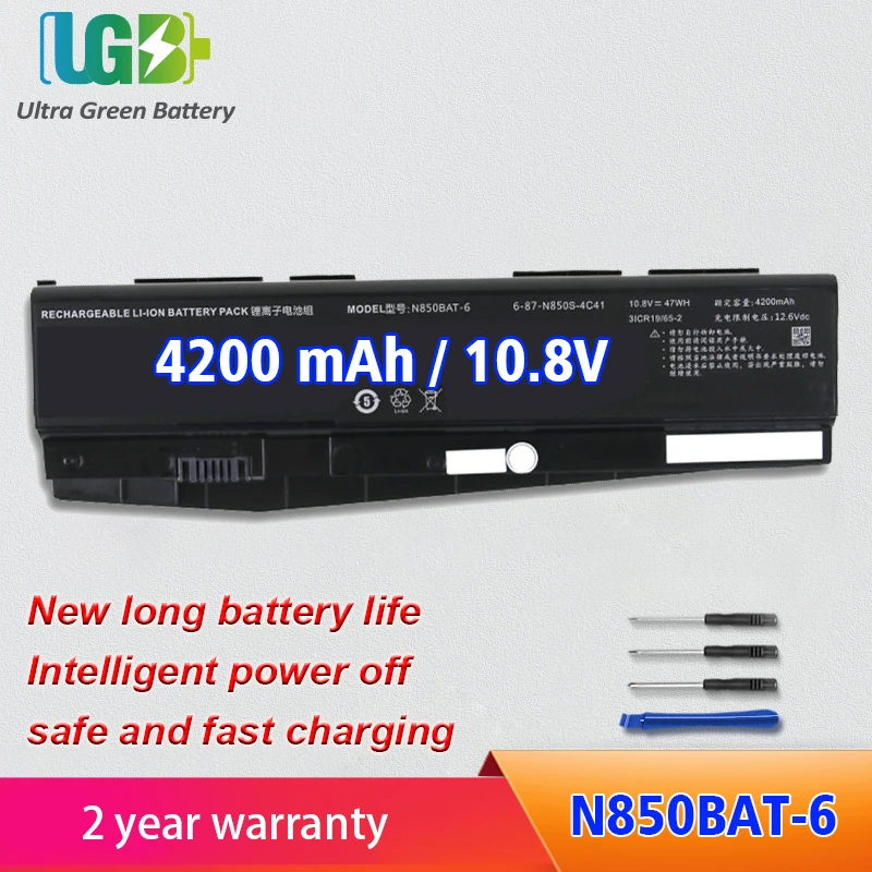 UGB New N850BAT-6 Battery for Clevo N850S N870HC N850CH N850HJ N870HJ 6-87-N850S-4C41 10.8V 47Wh