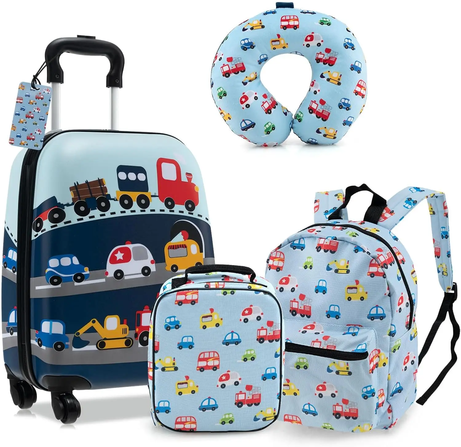 

KOTEK Kids Luggage, 5 Piece Suitcase Set, 16” Hardside Spinner Luggage with Wheels, Toddler Carry on Luggage