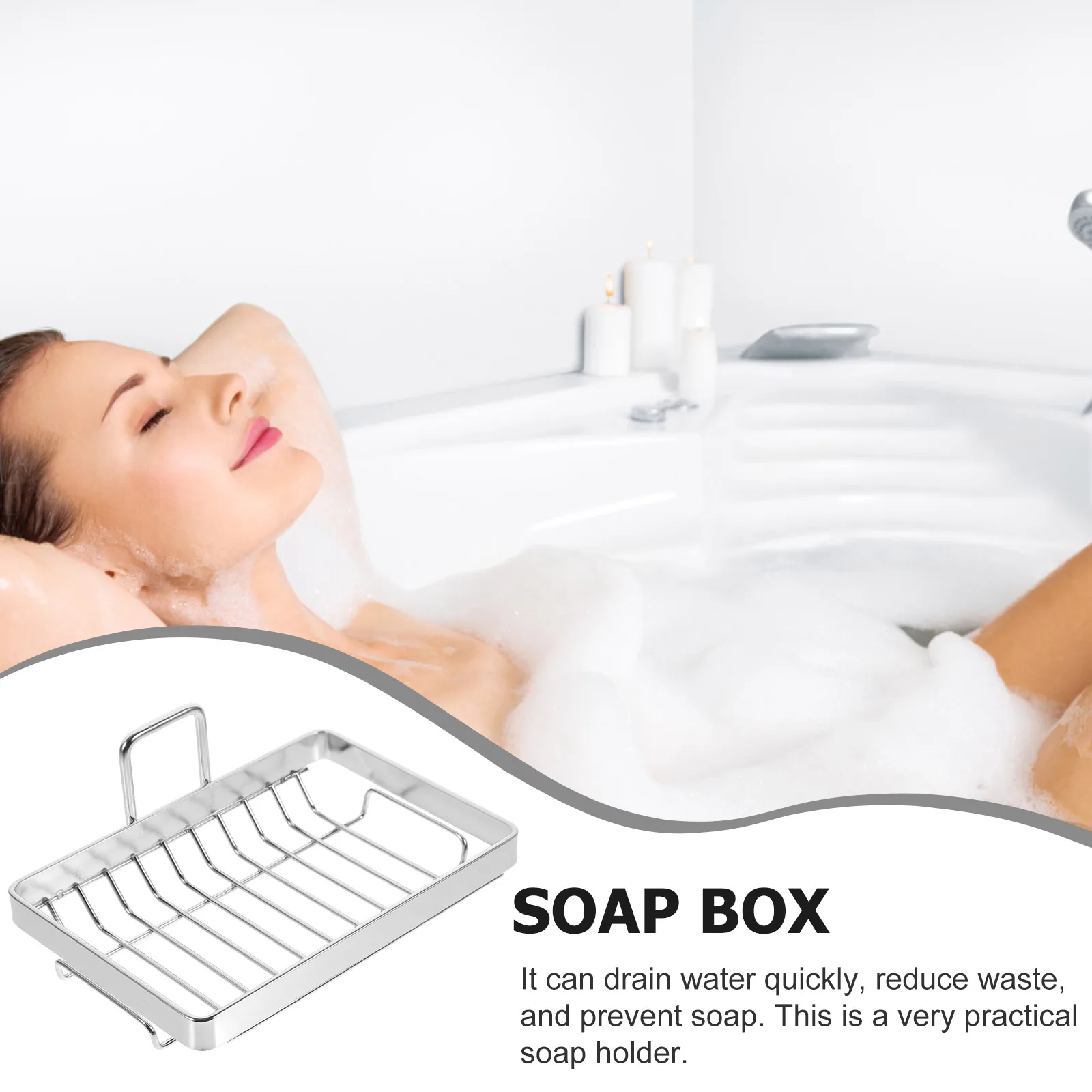 

Self-Draining Dish Wall Mounted No Drilling Bathroom Organizer Stainless Steel Box With Drain Reinforced Base Design Household