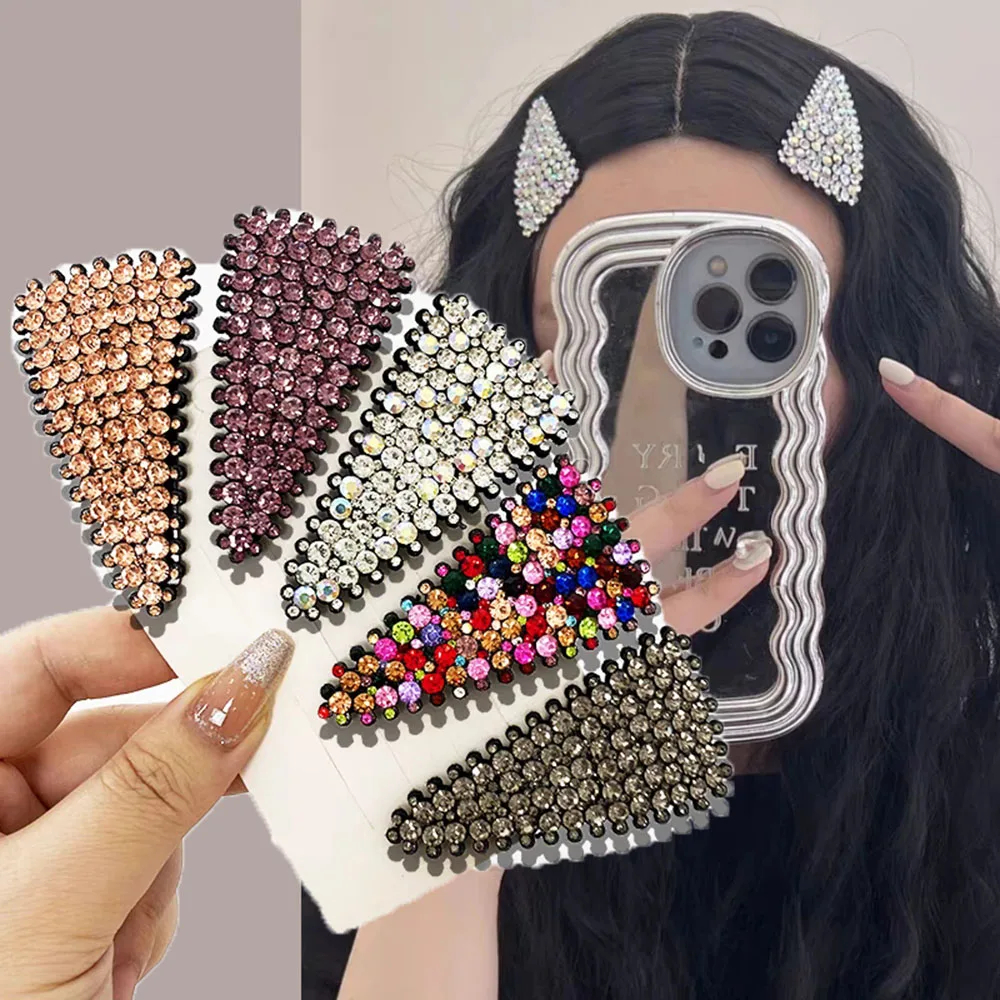 

2pc Korean New High-grade Crystal Triangle BB Hairpin Hair Side Clips for Girls Women Wedding Party Hair Accessories
