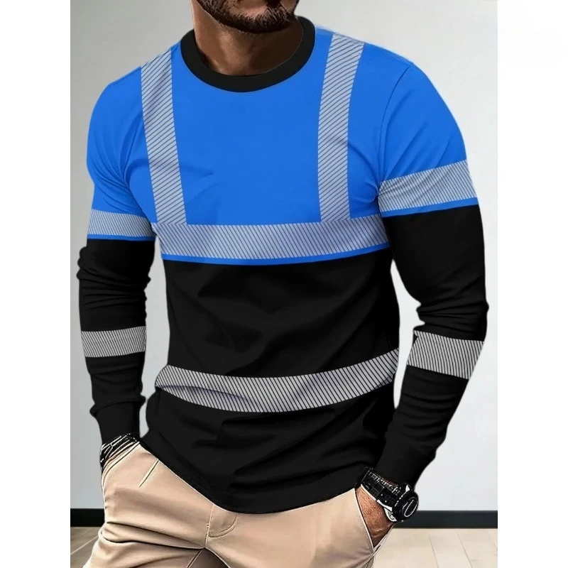 Men's 3D Printed New Secure Logo Color Blocking Design Long-Sleeved T-Shir Fashion Spring Daily Casual Work Wear Men's T-Shirts