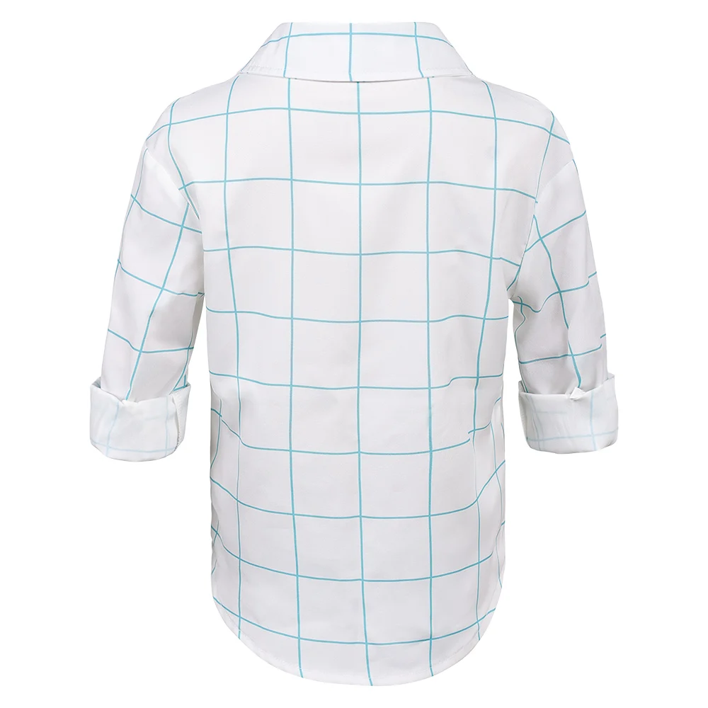 Jungen Dämonenjäger von KPop Jinu Cosplay Saja Jungen Weiß Kariertes Hemd Kinder Halloween Rollenspiel Kostüm Outfits Karneval Party Top