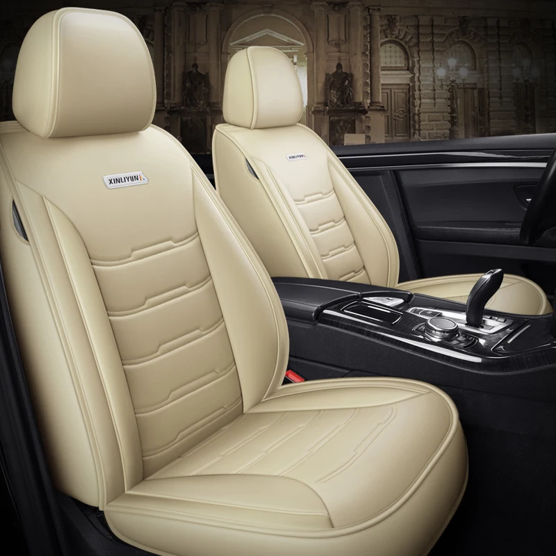 Universal Car Seat Cover Protector PU Leather Front & Rear Seat Back Cushion Pad Mat Backrest for Auto Interior Truck SUV Sedan