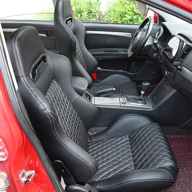 RACING SEAT HIGH QUALITY PVC WITH SUADE MATERIAL DOUBLE SLIDER Car modified seat RY-1035-R-BK