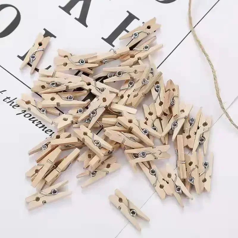 Mini 25mm Natural Wooden Clips Photo Clips Clothespin Clothes Folder Wedding Party Wooden Clip Clips Pegs Dropshipping