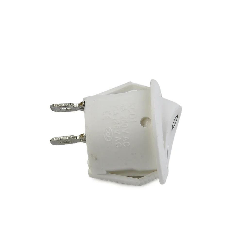 5 Pcs Rocker Switches Mini Round White 2 Pin Terminal SPST ON-OFF Snap-in For Lights & Appliances Replacement Parts