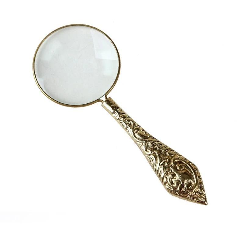 4X Handheld Magnifier Antique Handle Magnifier Reading Magnifying Glass for Reading Book Inspection Coins Insects Rock