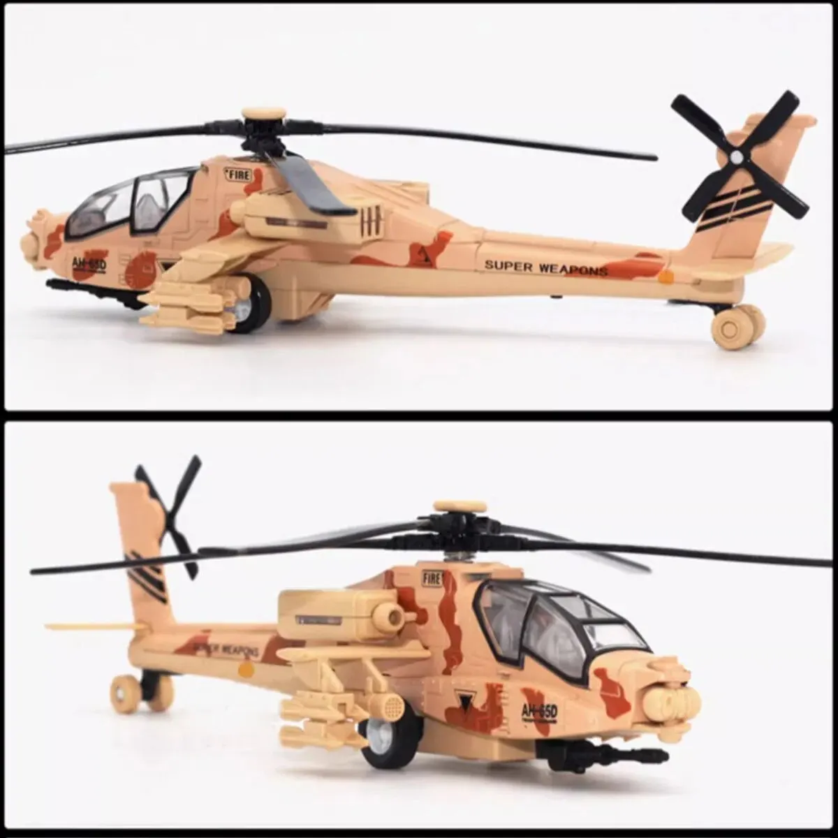 AH-64 Helicopter Alloy Toy with Sound & Light - Authentic Miniature, Ideal Gift for Kids, Realistic Play Fun