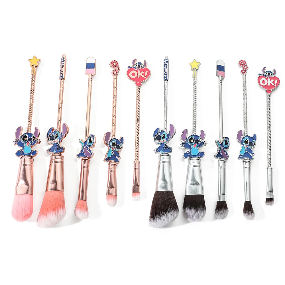 5pcs/lot Stitch Disney Cartoon Figure Makeup Brush Anime Cute Cosplay Model for Women Girl Makeup Brush Tool Girls Gifts