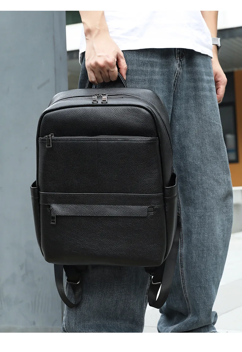 

Мужской рюкзак из натуральной кожи премиум-класса — стильная сумка для ноутбука из воловьей кожи для деловых поездок, просторный рюкзак для компьютера 15,6 дюйма