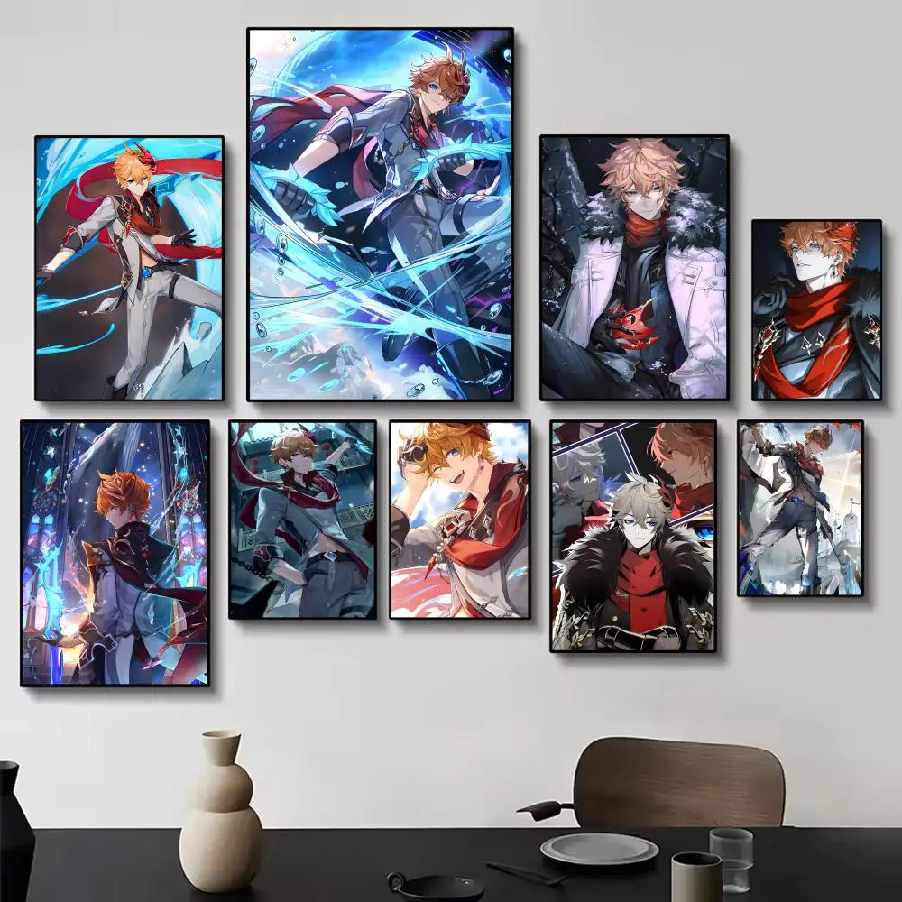 Hydro Dynamic G-Genshin Tartaglia Water Archon Fan Art Poster Painting Wall Art for Living Room Home Gifts Decor Mural