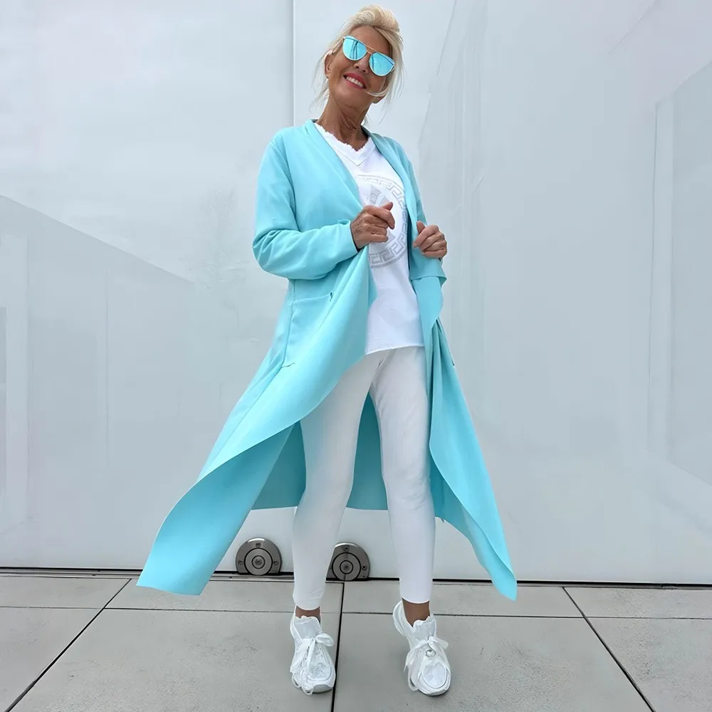 

2025 New Casual Jacket Trench Long Coat Fashion Long-sleeved Solid Color Cardigan Jacket Irregular Shawl Autumn Jacket for Women