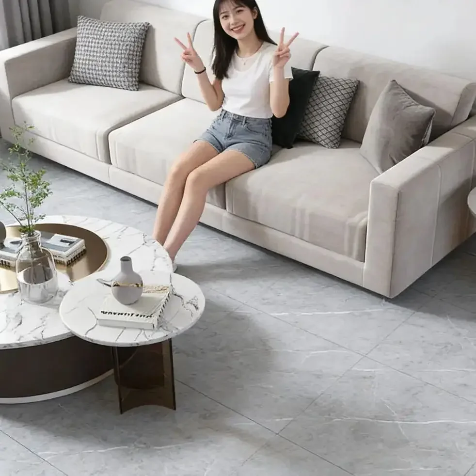 1-Rolls Grey Renovation Sticker for Home Apartment Hotel Waterproof Thicken Tiles Sticker Self-adhesive Wood Grain Floor Sticker