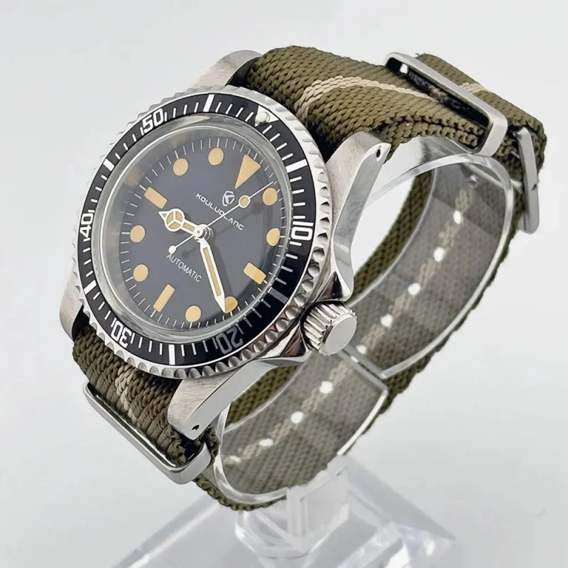 

40mm watch 316L stainless steel retro watch fit for NH35 automatic mechanical movement nylon strap