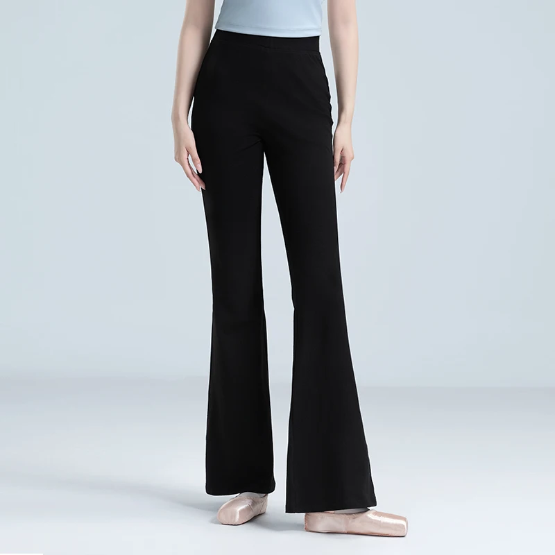 

Брюки для балета и танцев для женщин и девочек, модальные расклешенные длинные брюки с высокой талией, черные гимнастические брюки-клеш для фитнеса