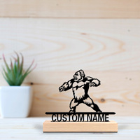 1pc Romantic Personalized Custom Monkey Metal Statues Desktop Sculpture With Wooden Base, Suitable For Animal Enthu