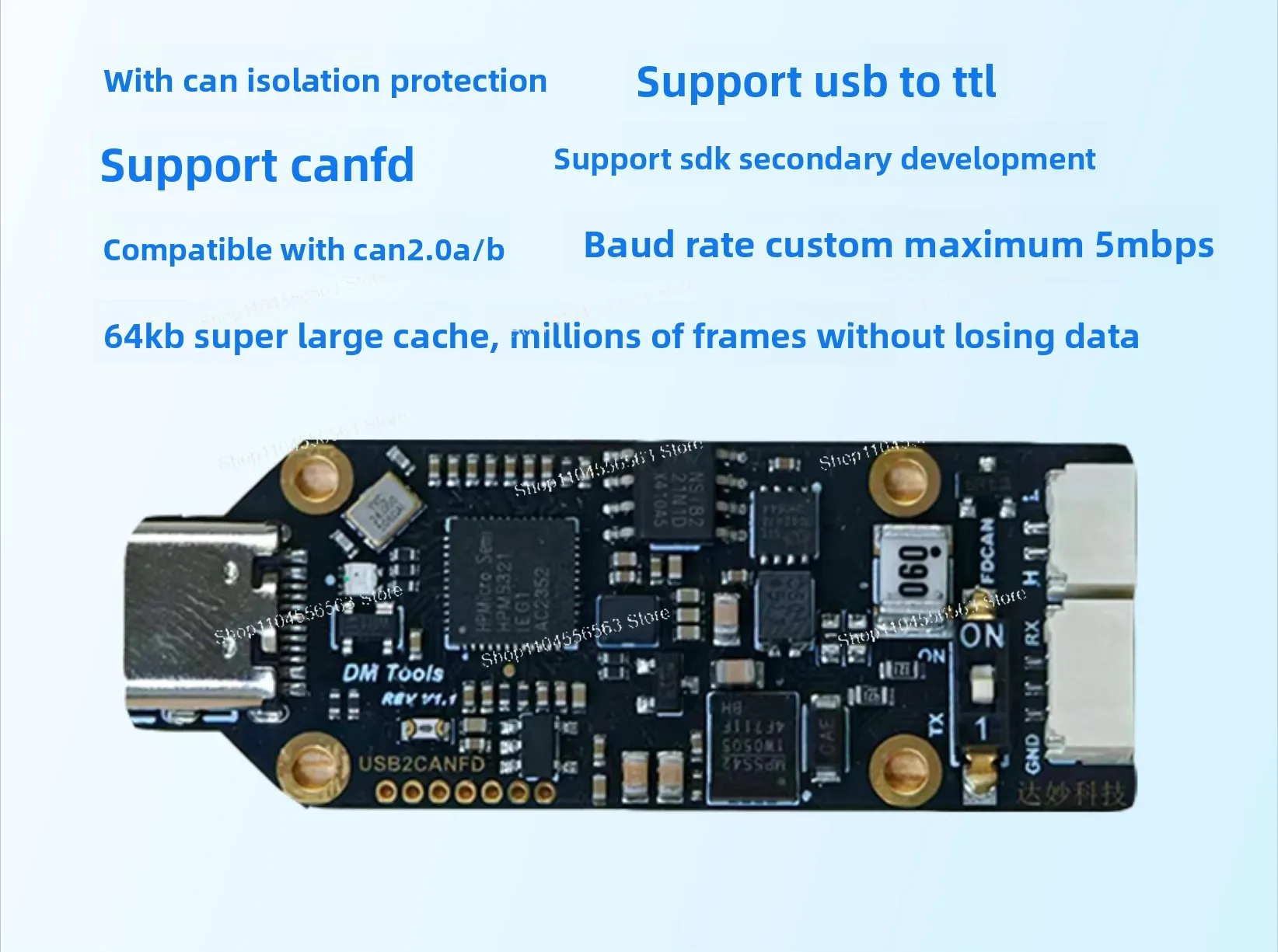 FDCAN Analyzer USB to CAN Support 5Mbps debugging tool Damiao isolation FDCAN module can box