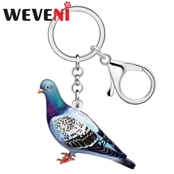 WEVENI Acrylic Cute Pigeon Bird Keychains Key Chains Handbag Wallets Car Key Accessory Charms Jewelry Gifts For Women Girls Kids