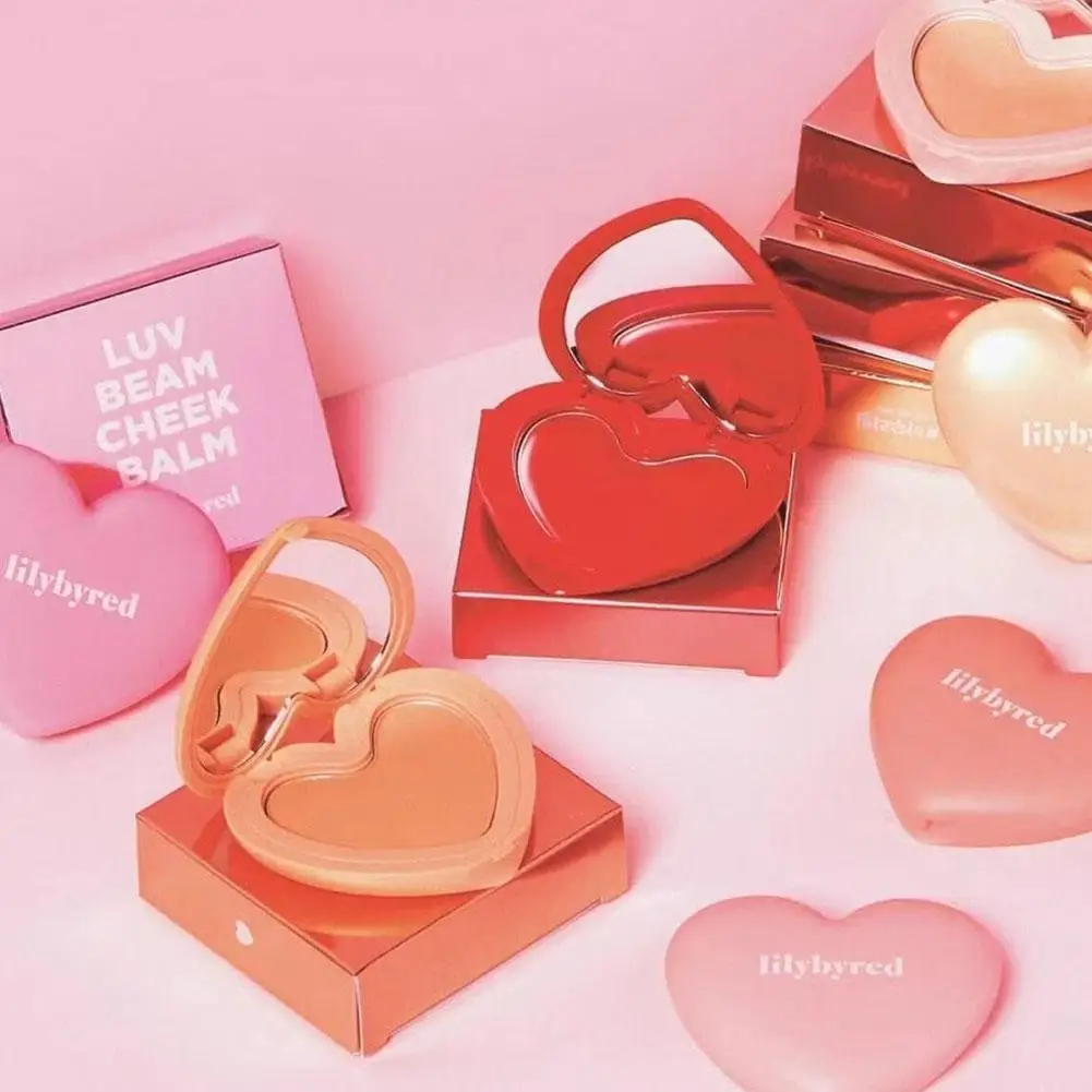 تصميم القلب أحمر الخدود الوردي الدائم Lilybyred ماتي Luv شعاع الخد بلسم المزاج روز رقيق الخوخ روج كريم الشفاه الخد العين 3in1 ماكياج #4