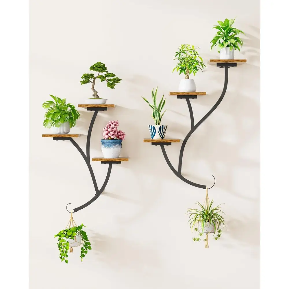 2-Pack 6-Tier Hanging Wall Planters for Indoors, Multi-Purpose Plant Stands for Home and Patio