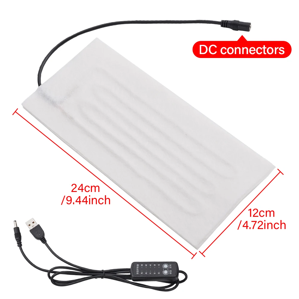 

1Pc 120x240 mm USB Heating Pad Clothes Heating Mat Electric Heating Film For Neck Lumbar Abdomen Warming Feet Vest Pillow Heater