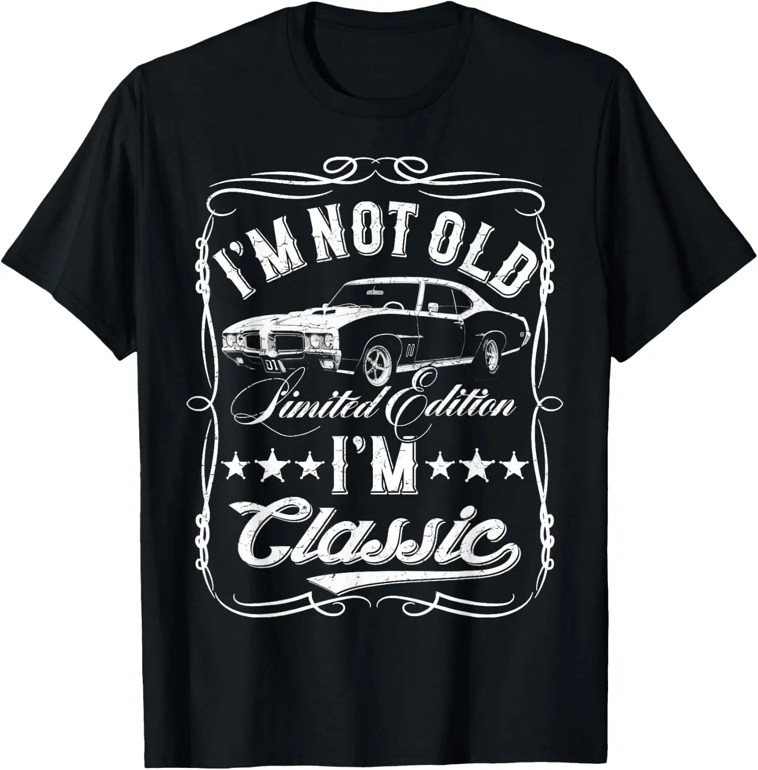 Not Old I'm Classic Funny Car Vintage Mens & Womens Cars T-Shirt Men Retro Vintage Slogan Printed T‑Shirt, Crew Neck Short Sleeve Distressed Graphic Tee Casual Daily Top for Men Holiday Gift