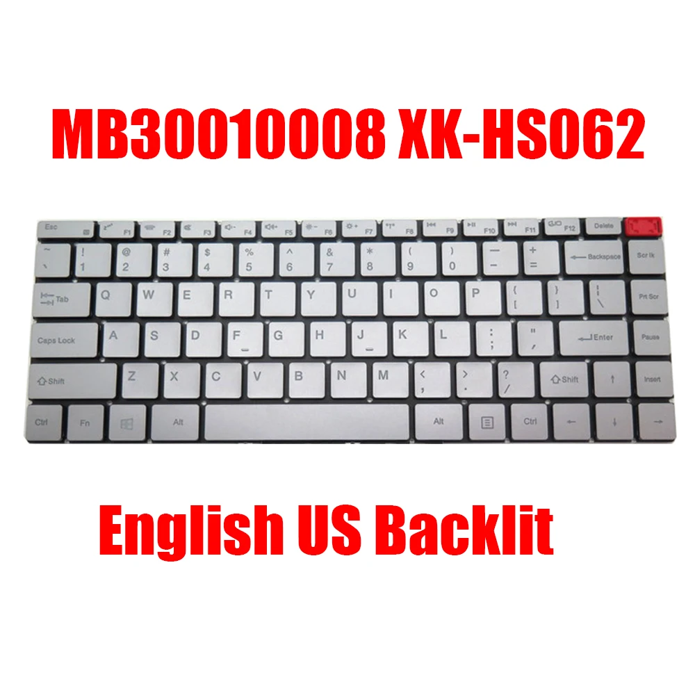 

English US Laptop Keyboard MB30010008 XK-HS062 Silver With Backlit New