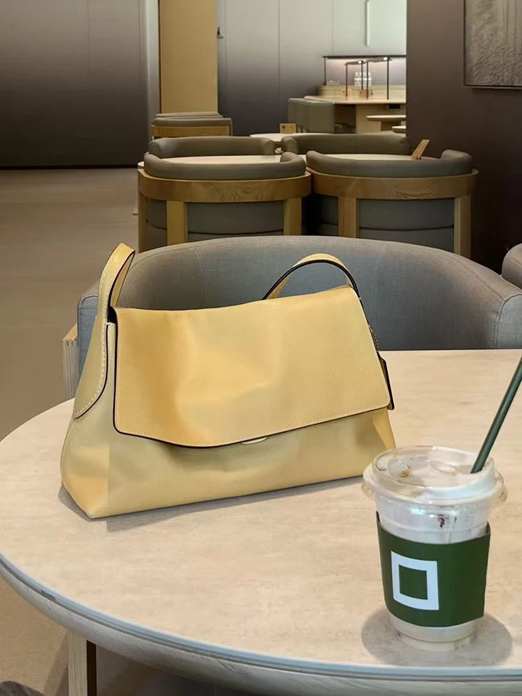 Luxury Brand Genuine Leather Women Shoulder Bags Top Quality Cowhide Leather Underarm Bags Fashion Solid Hobo Flap Chelsea Bags image 3