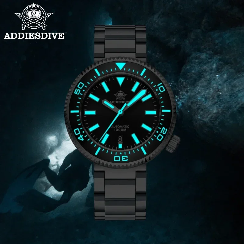 ADDIESDIVE-Montre de Plongée en Acier Inoxydable pour Homme, Montres Mécaniques Automatiques, Montres-Bracelets Shoous, Clip Saphir, Top Marque, 1000m