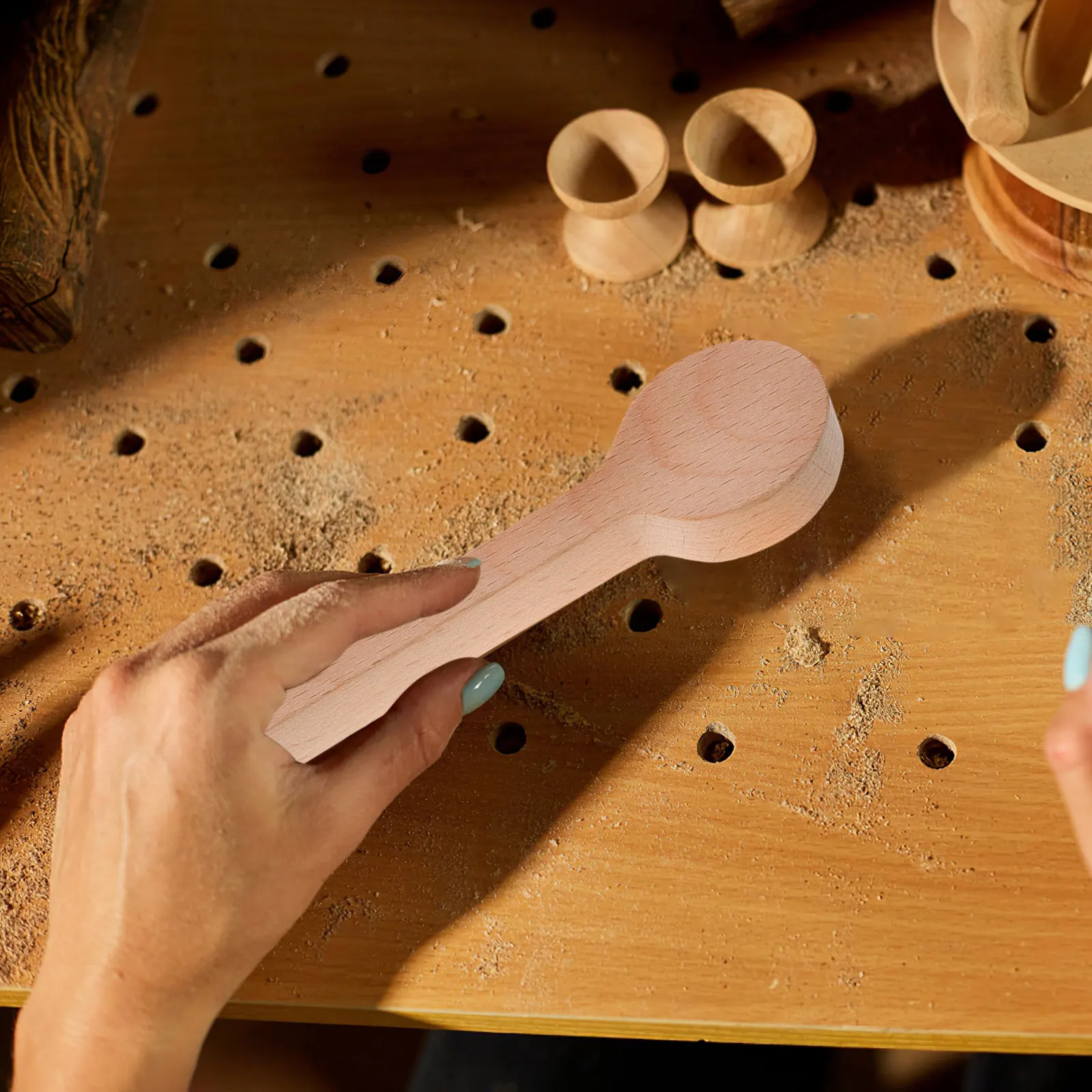 

Набор из 4 заготовок для деревянных ложек из бука для резьбы и вырезания, уникальная идея для подарка, деревянная кофейная ложка