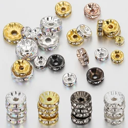 200 pcs/lot Rhinestone Rondelles Crystal Beads Flat 4 6 8 10mm Loose Spacer Beads for DIY Jewelry Making Accessories Supplies