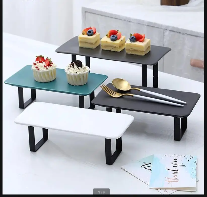 

Wrought Iron Ceramic Cake Stand Dessert Table Pan Snack Plate Dim Sum Sushi Plates Decorative Display