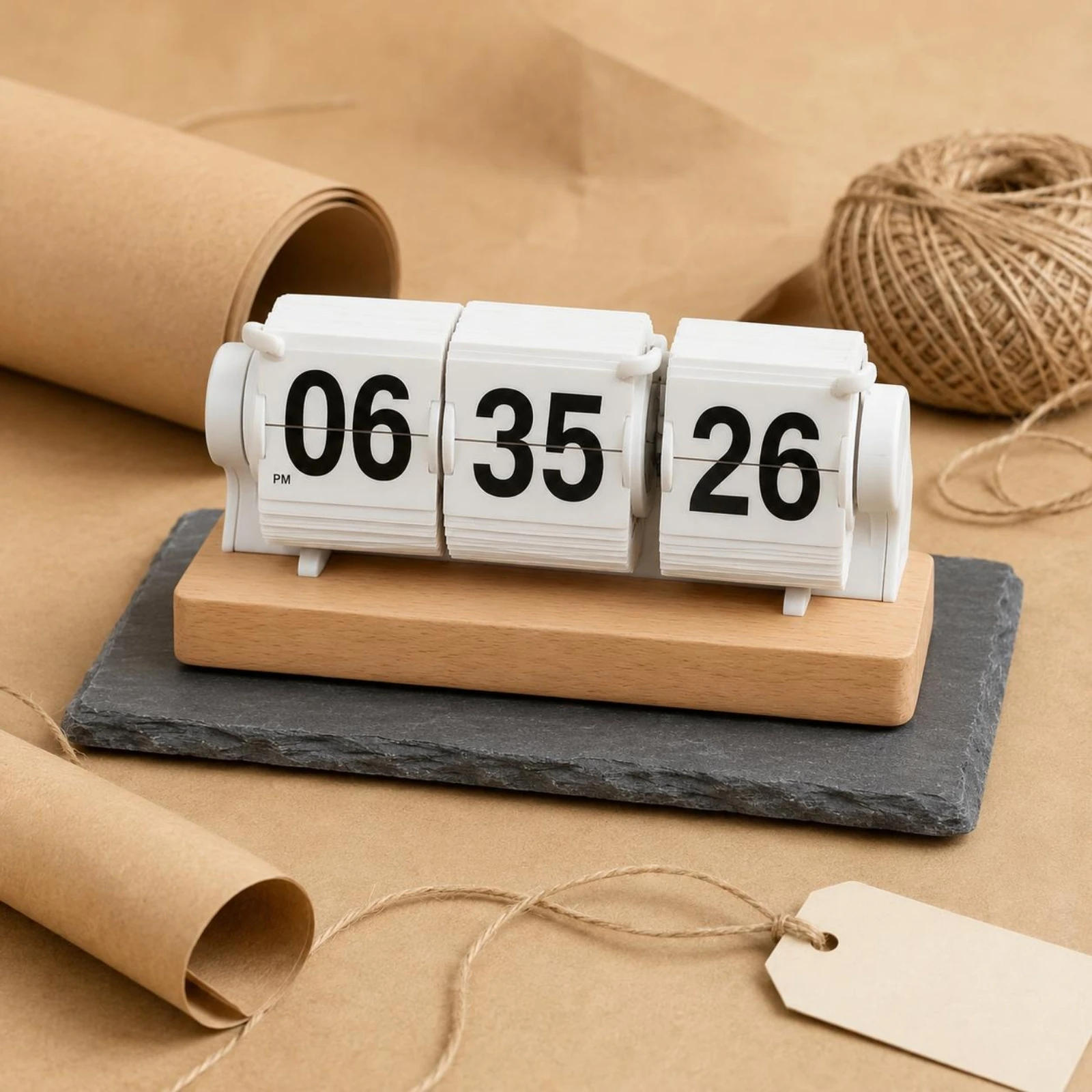 Desktop Flip Clock Hinged Cards Tabletop Timer Clock Desk Decor Decorative Easy to Gift
