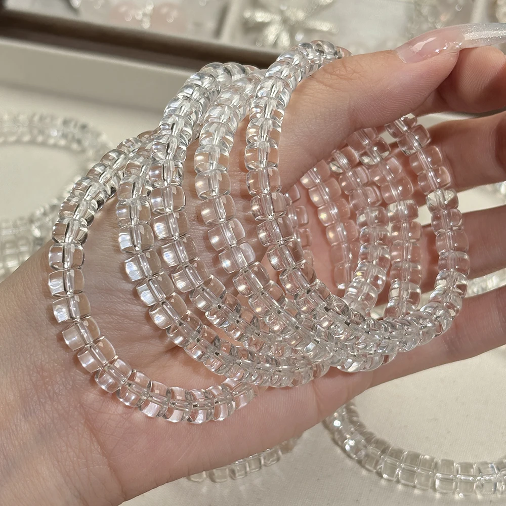 "Pulsera de cuarzo blanco con ángel divino: cuentas de cristal naturales de grado de coleccionista para limpieza y protección espiritual de Aura