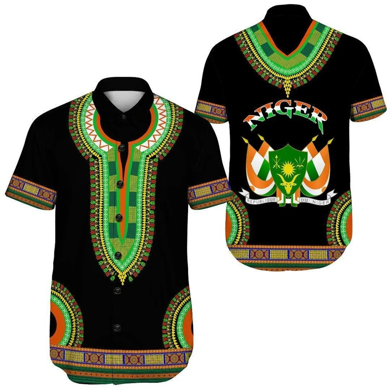 

Niger Flag Map 3D Printed Short Sleeve Shirts For Men Clothes Fashion Hawaiian Male Shirt Africa Lapel Blouse Coat Of Arms Tops