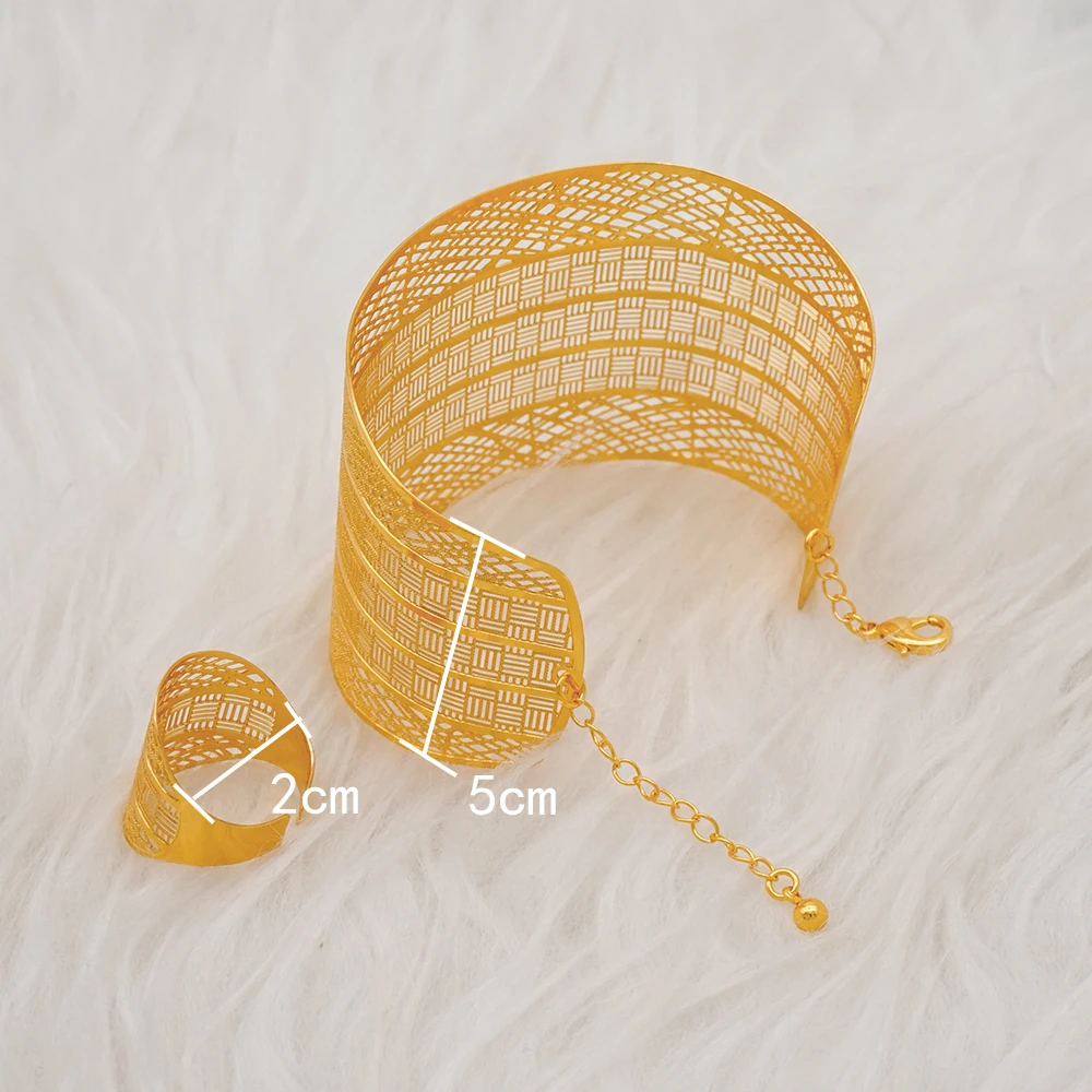 Ethiopia India Gold Color Bangles Ring For Women Middle East Bracelets Dubai African Female Bracelets Bride Wedding Jewelry