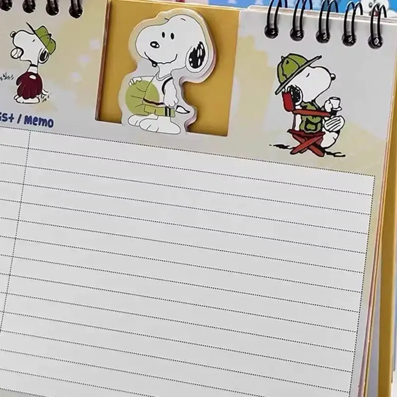 Snoopy-Calendario de dibujos animados, escritorio abatible de pie para planificar la organización, calendario mensual, horario diario, papelería, 2025