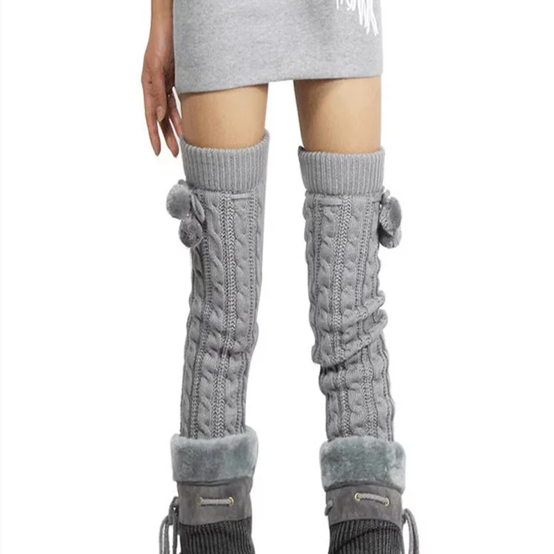 الخريف والشتاء النساء جديد غطاء للقدم إطالة وسميكة فوق الركبة الكرة تحمل الصوف الأحذية الدافئة غطاء كومة الجوارب #1