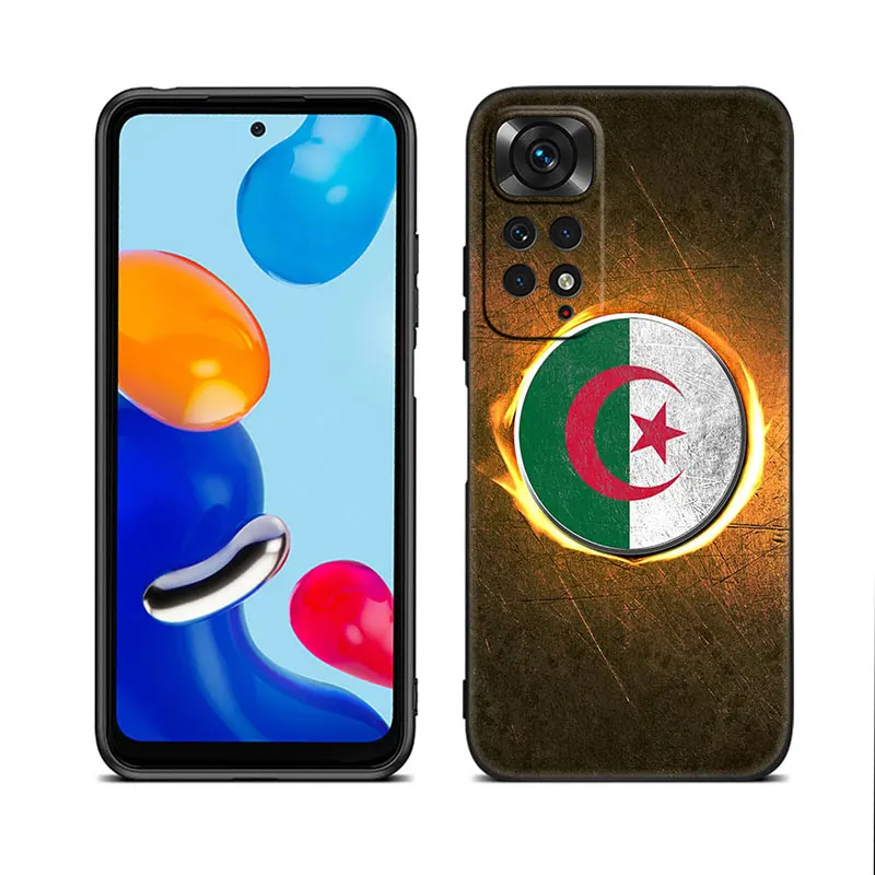 Algeria Flag Black Phone Case For Xiaomi Redmi Note 12 + 11 11S 11T 11E 10 10T 5G 10S 9S 9 8T 7 6 Pro Silicone Cover